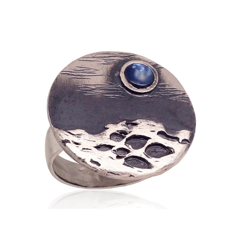 Серебряное кольцо, Серебро 925°, оксид (покрытие), Перламутр