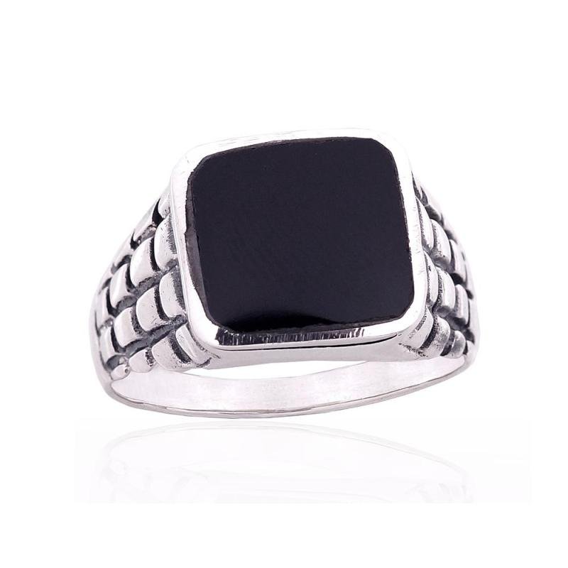 Sudraba gredzens, Sudrabs 925°, oksids (pārklājums), Onikss