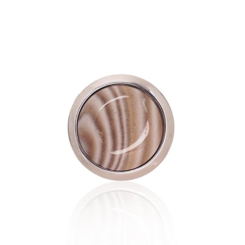 Серебряный кулон, Серебро 925°, родий (покрытие), Полосатый флинт