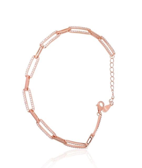 Silver bracelet, Silver 925°, red gold (Plating), Zirkons