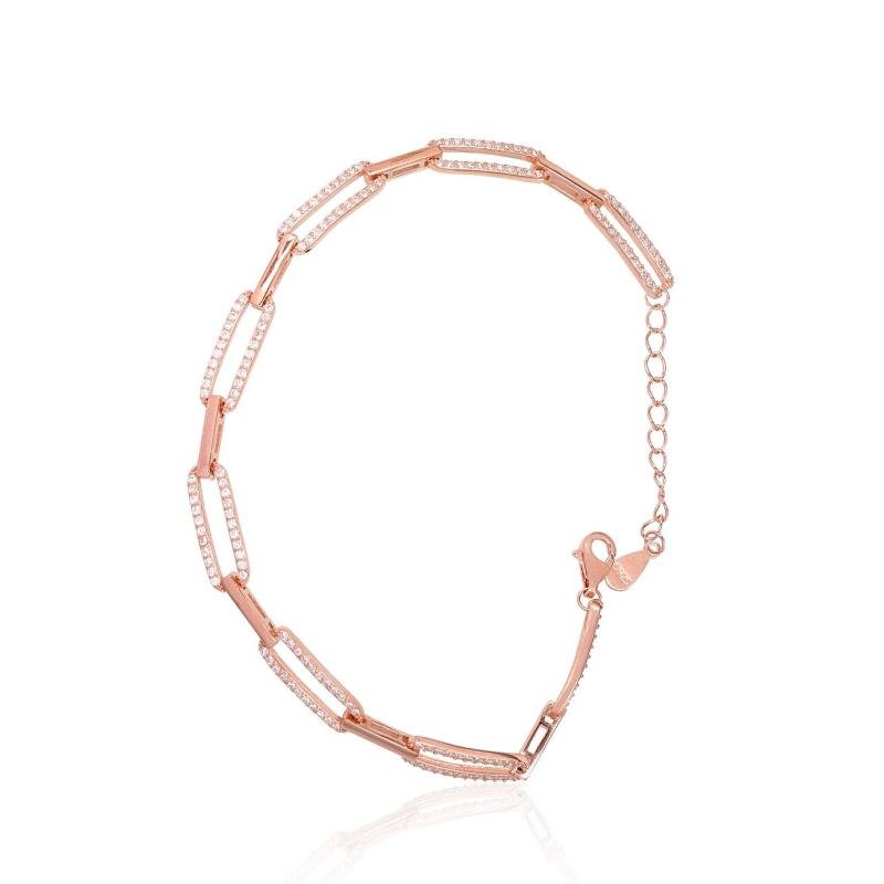 Серебряный браслет, Серебро 925°, красное золото (покрытие), Цирконы