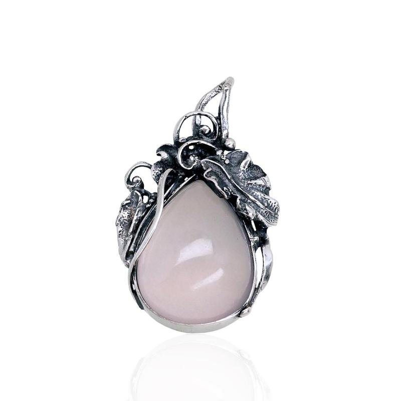 Silver pendant, Silver 925°, oxide (Plating), Pink Quarz