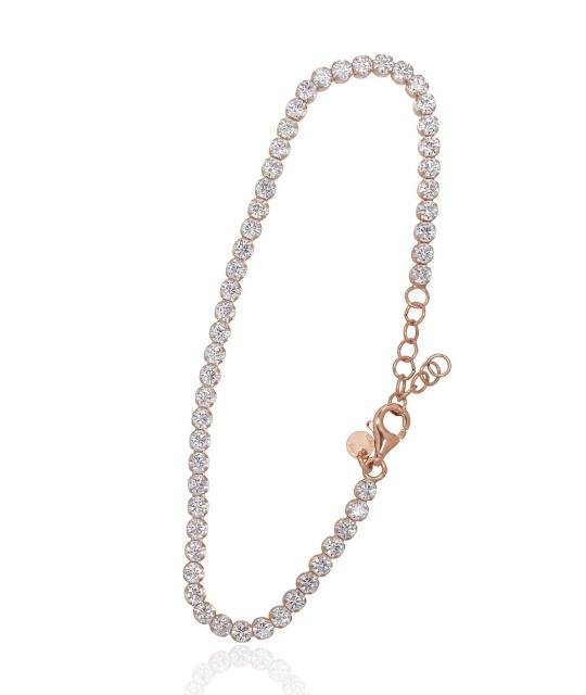 Silver bracelet, Silver 925°, red gold (Plating), Zirkons