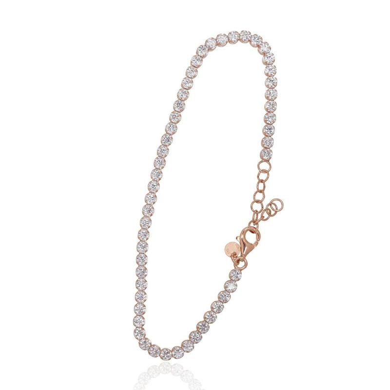 Серебряный браслет, Серебро 925°, красное золото (покрытие), Цирконы