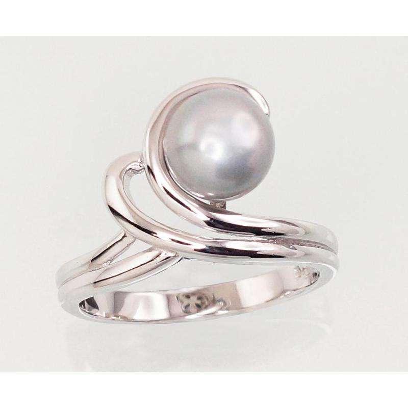 Silver ring, Silver 925°, Rhodium (Plating), Fresh-water Pearl