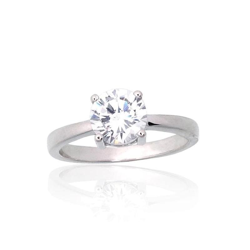 Silver ring, Silver 925°, Rhodium (Plating), Zirkons