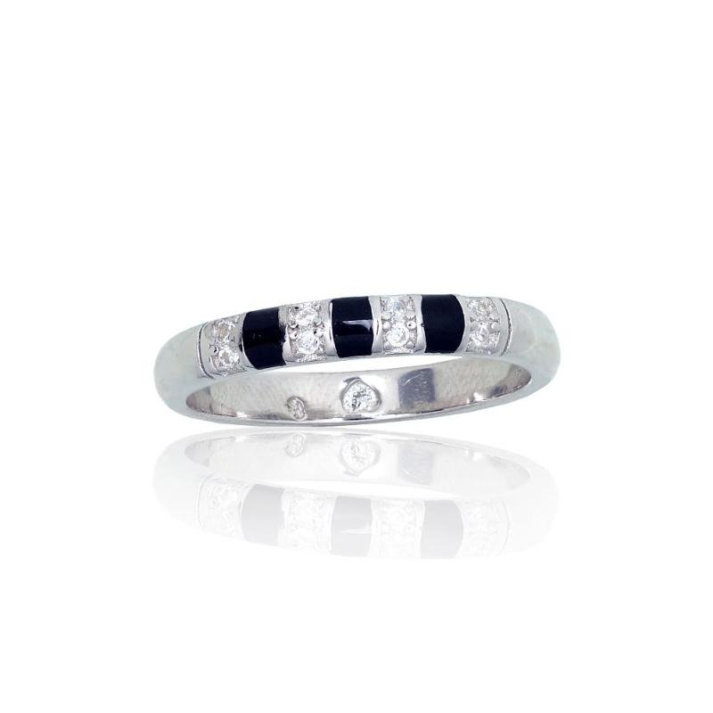 Silver ring, Silver 925°, Rhodium (Plating), Zirkons, Jewelery enamel
