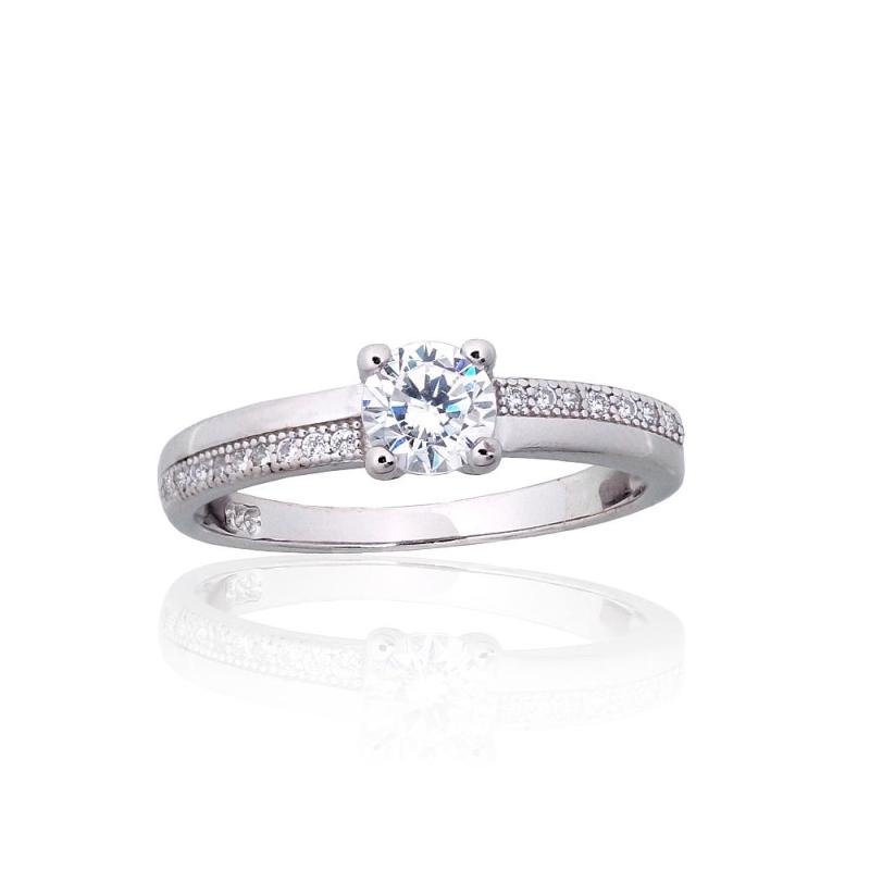 Silver ring, Silver 925°, Rhodium (Plating), Zirkons