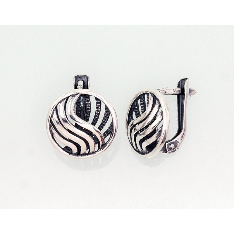 Silver earrings with 'english' lock, Silver 925°, oxide (Plating)