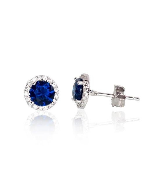 Silver stud earrings, Silver 925°, Rhodium (Plating), Zirkons