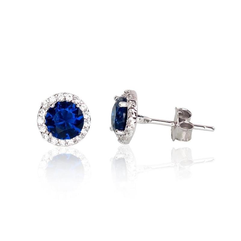 Silver stud earrings, Silver 925°, Rhodium (Plating), Zirkons
