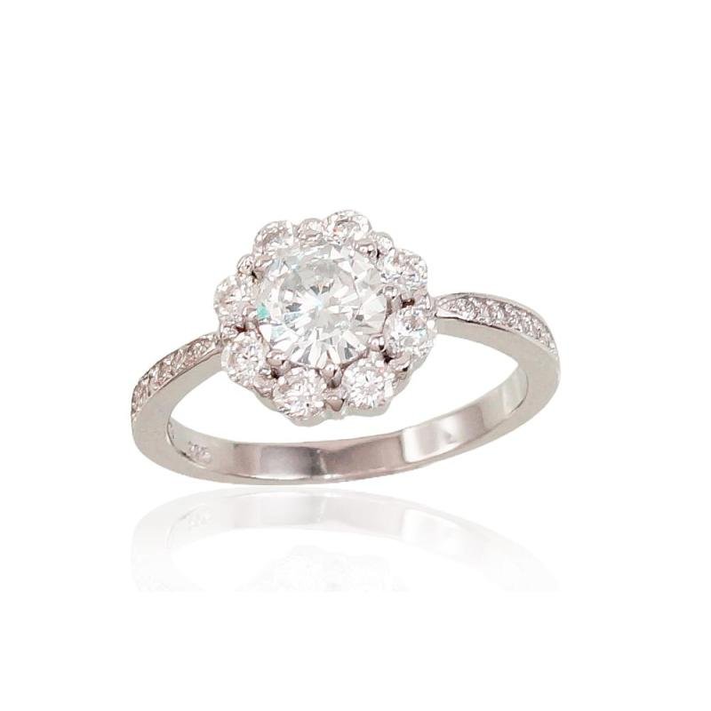 Silver ring, Silver 925°, Rhodium (Plating), Zirkons