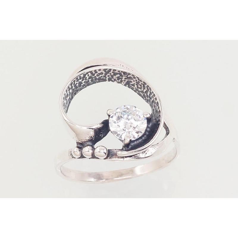 Silver ring, Silver 925°, oxide (Plating), Zirkons