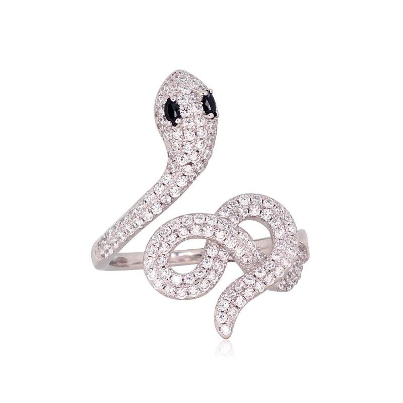 Silver ring, Silver 925°, Rhodium (Plating), Zirkons