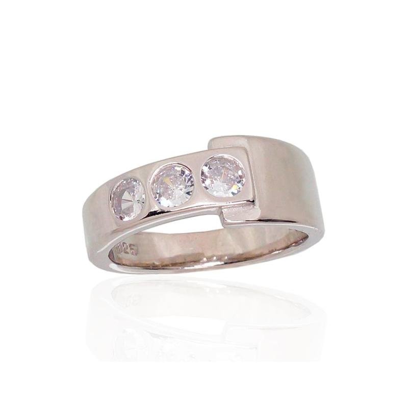 Silver ring, Silver 925°, Rhodium (Plating), Zirkons