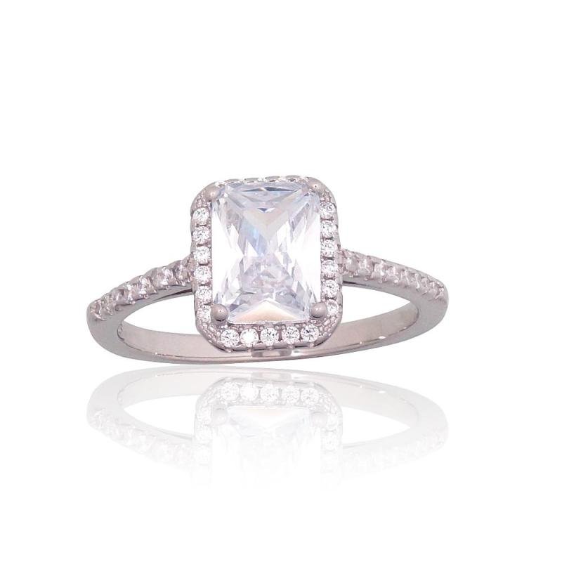 Silver ring, Silver 925°, Rhodium (Plating), Zirkons