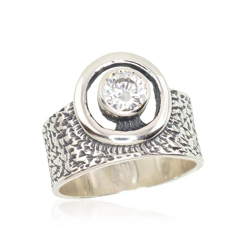 Серебряное кольцо, Серебро 925°, оксид (покрытие), Цирконы