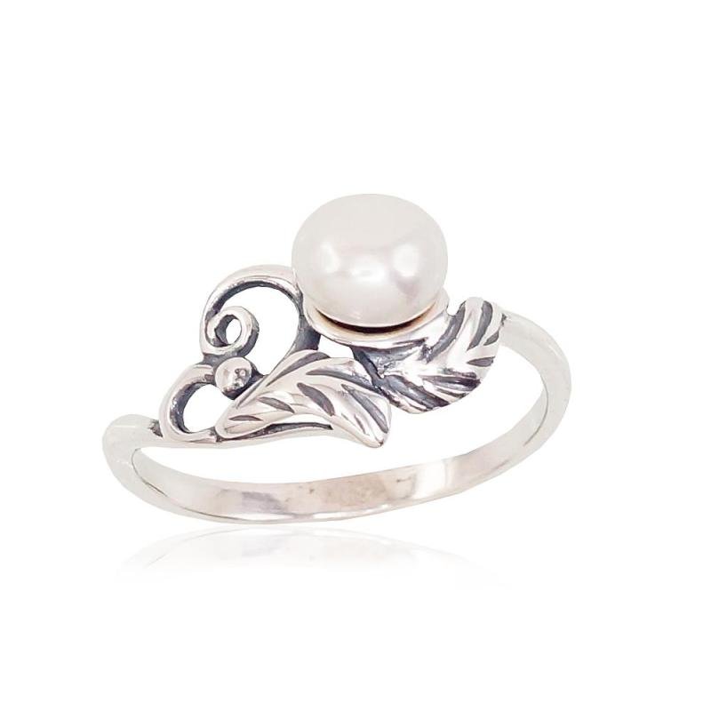 Silver ring, Silver 925°, oxide (Plating), Fresh-water Pearl