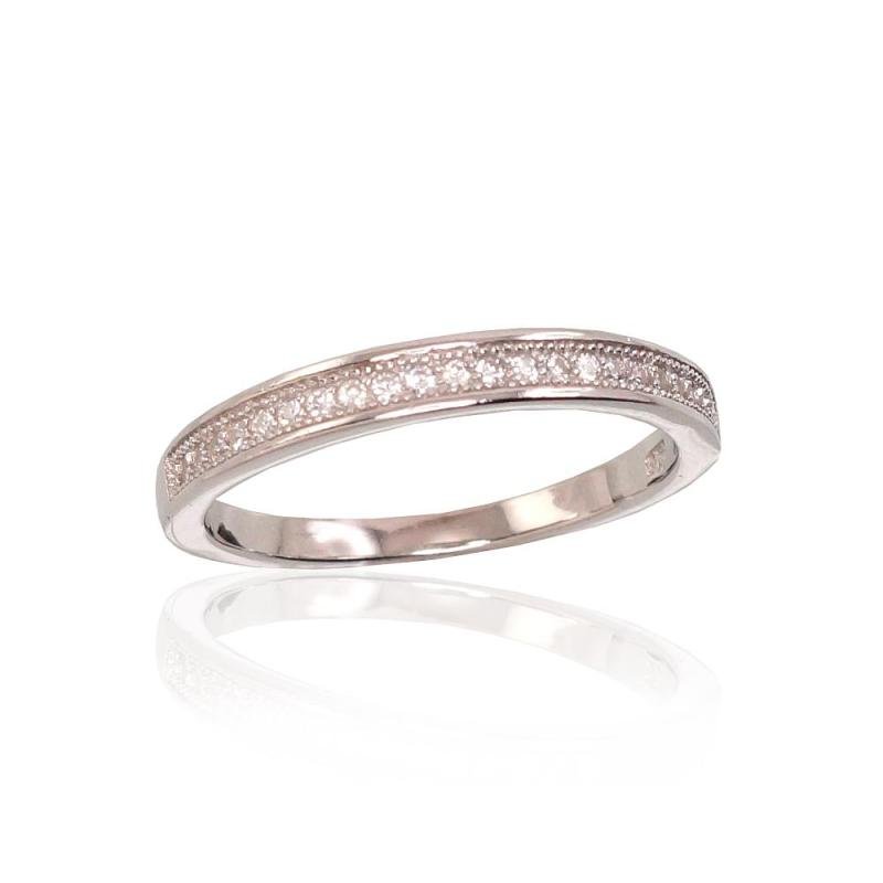 Silver ring, Silver 925°, Rhodium (Plating), Zirkons