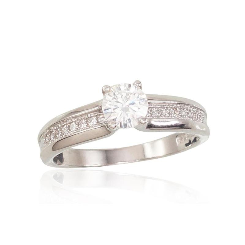 Silver ring, Silver 925°, Rhodium (Plating), Zirkons