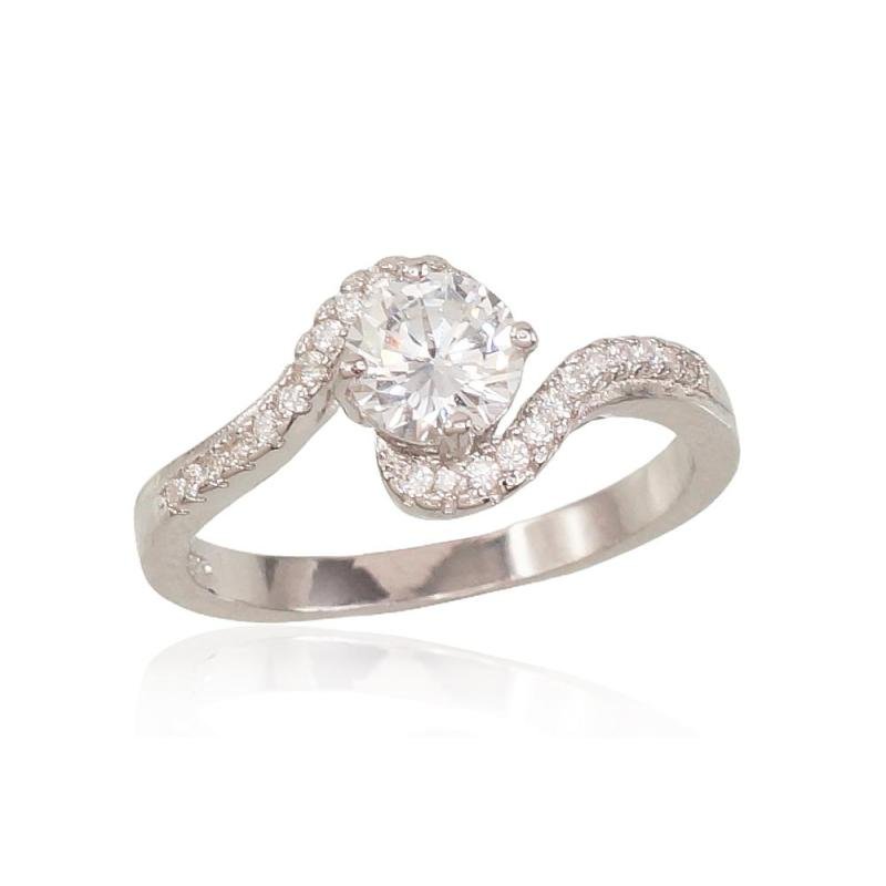 Silver ring, Silver 925°, Rhodium (Plating), Zirkons