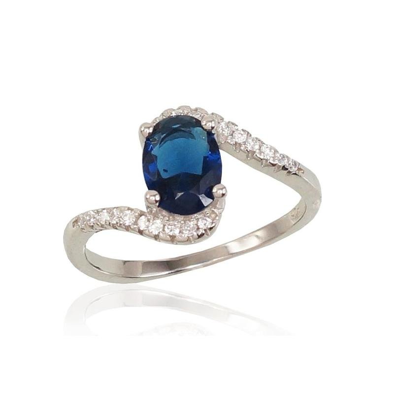Silver ring, Silver 925°, Rhodium (Plating), Zirkons