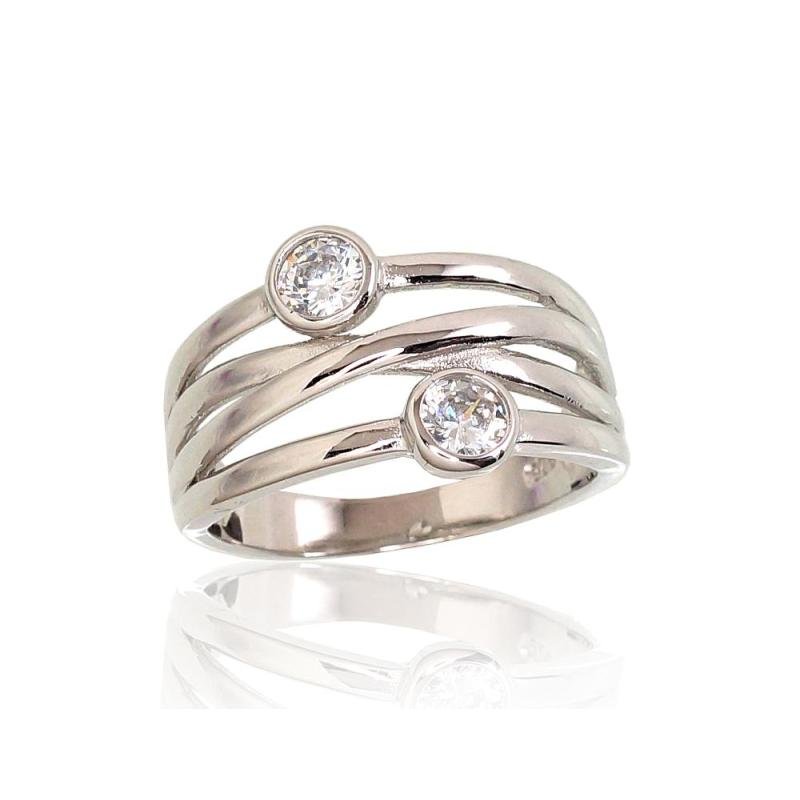 Silver ring, Silver 925°, Rhodium (Plating), Zirkons