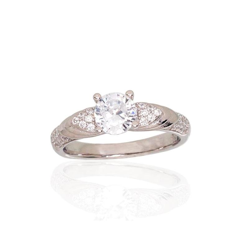 Silver ring, Silver 925°, Rhodium (Plating), Zirkons