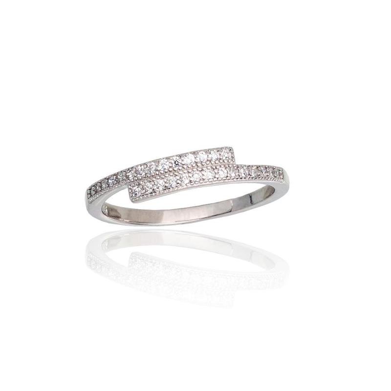 Silver ring, Silver 925°, Rhodium (Plating), Zirkons