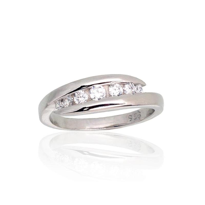 Silver ring, Silver 925°, Rhodium (Plating), Zirkons