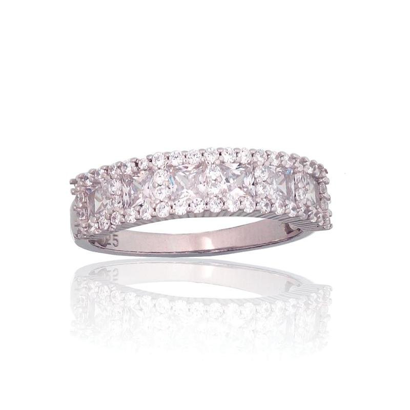 Silver ring, Silver 925°, Rhodium (Plating), Zirkons