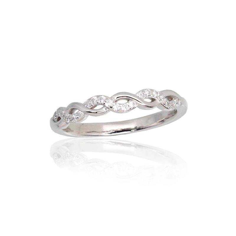 Silver ring, Silver 925°, Rhodium (Plating), Zirkons