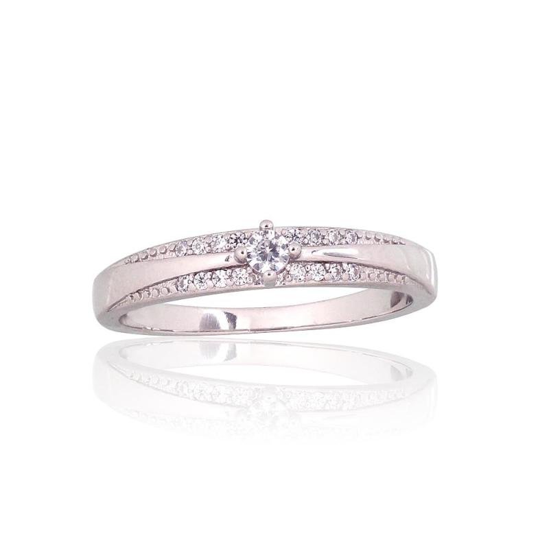 Silver ring, Silver 925°, Rhodium (Plating), Zirkons