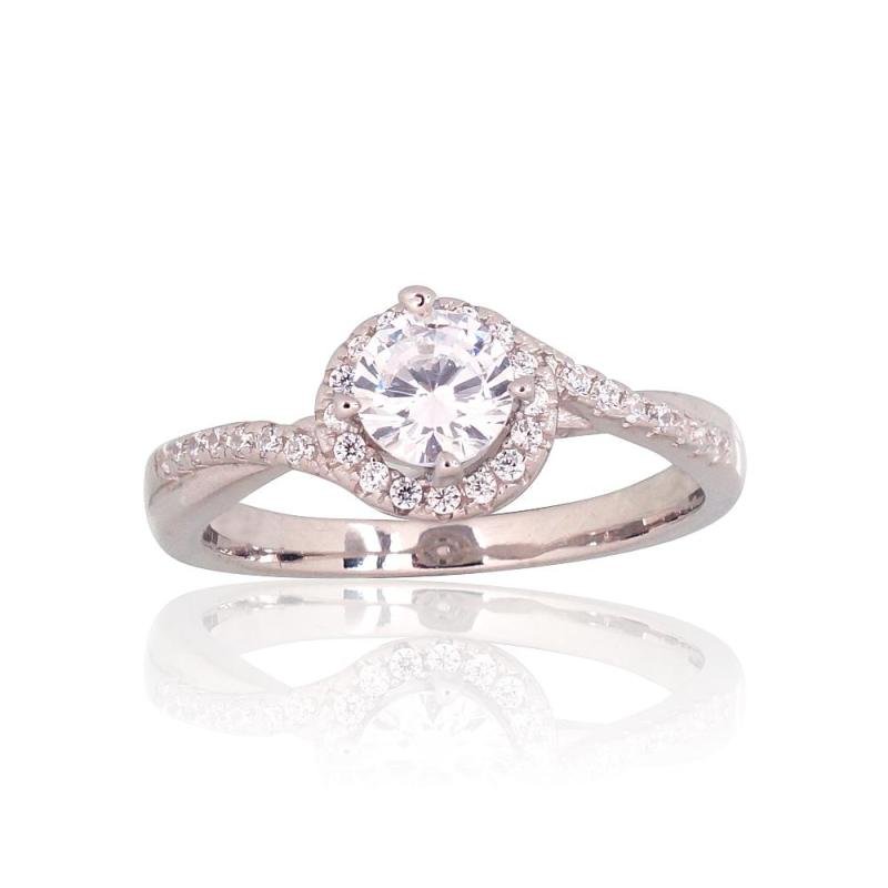 Silver ring, Silver 925°, Rhodium (Plating), Zirkons