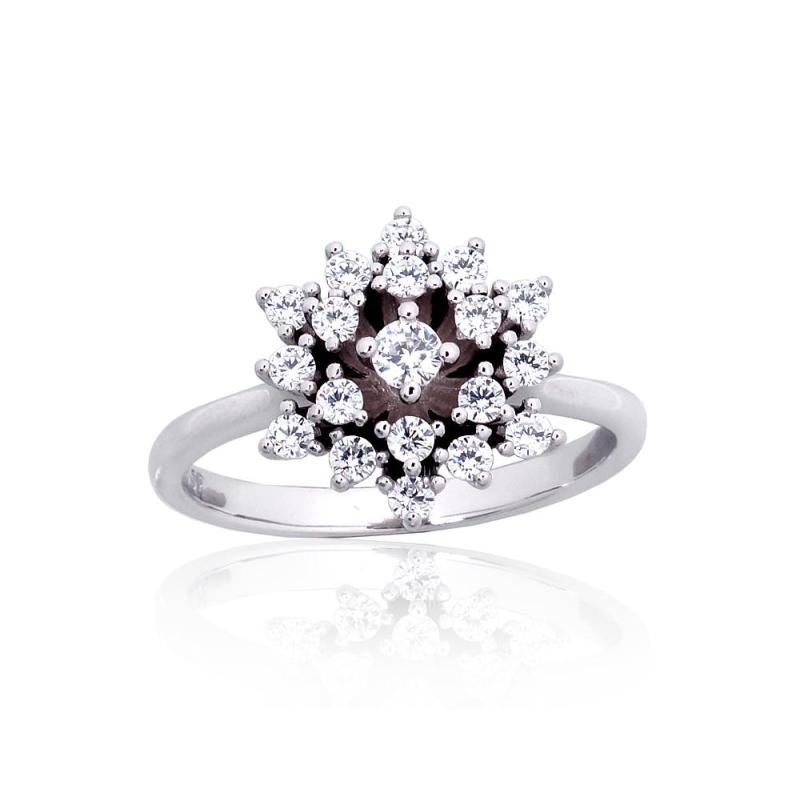 Silver ring, Silver 925°, Rhodium (Plating), Zirkons