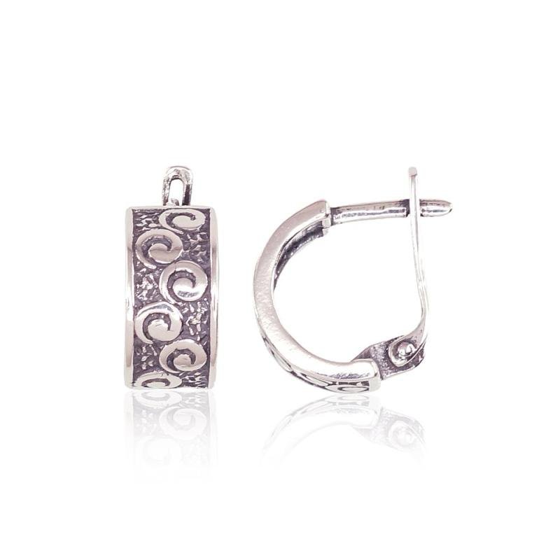 Silver earrings with 'english' lock, Silver 925°, oxide (Plating)