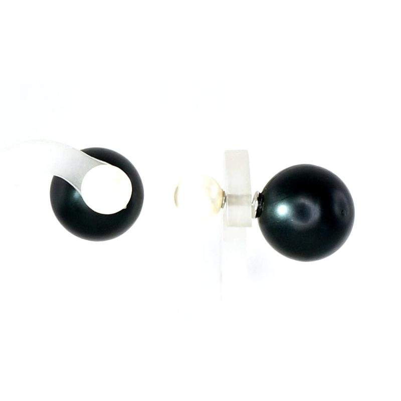 Silver stud earrings, Silver 925°, Plastic, Fresh-water Pearl (Imitation)