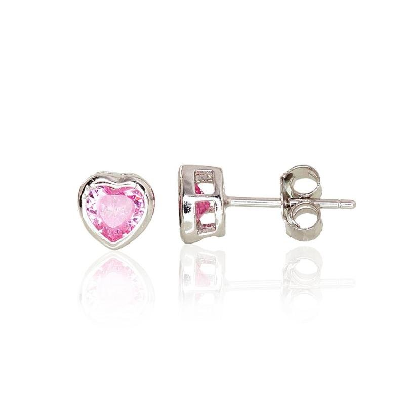Silver stud earrings, Silver 925°, Rhodium (Plating), Zirkons