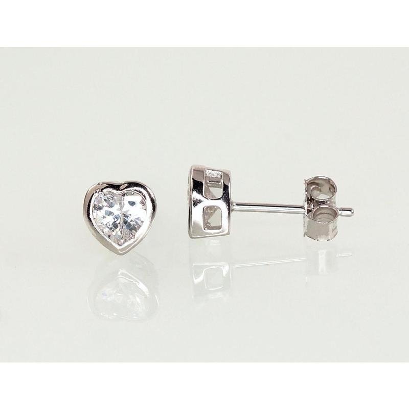 Silver stud earrings, Silver 925°, Rhodium (Plating), Zirkons