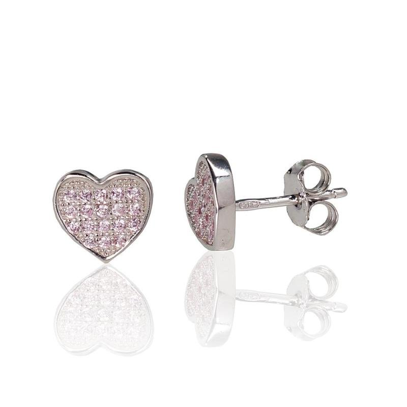 Silver stud earrings, Silver 925°, Rhodium (Plating), Zirkons