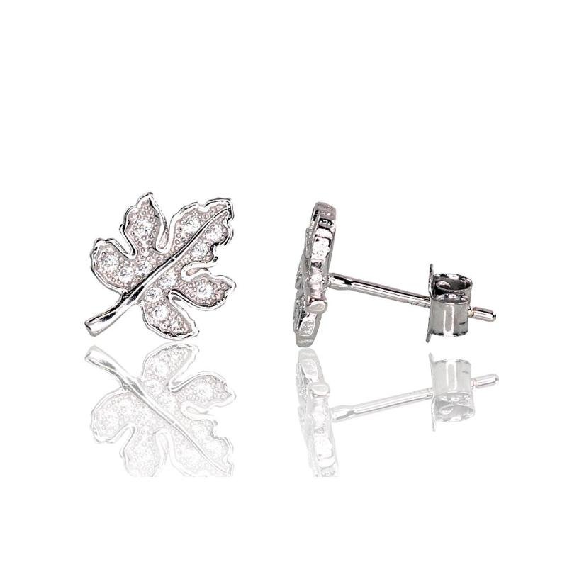 Silver stud earrings, Silver 925°, Rhodium (Plating), Zirkons
