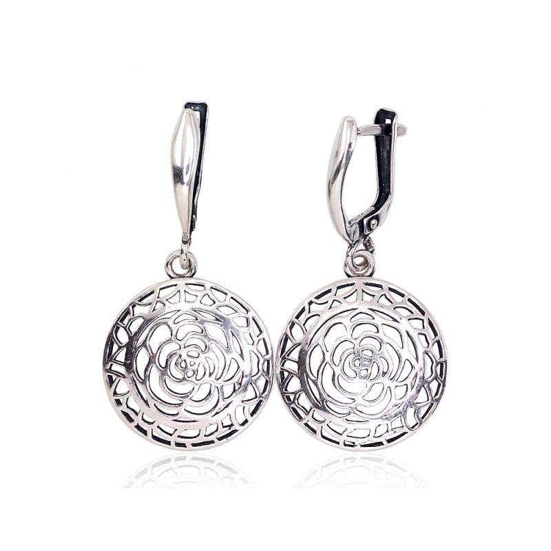 Silver earrings with 'english' lock, Silver 925°, oxide (Plating)