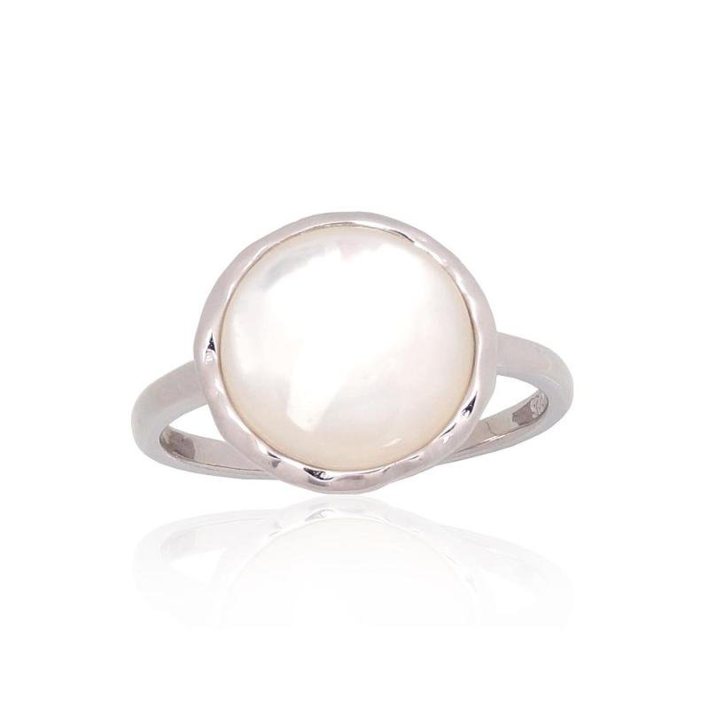 Серебряное кольцо, Серебро 925°, родий (покрытие), Перламутр