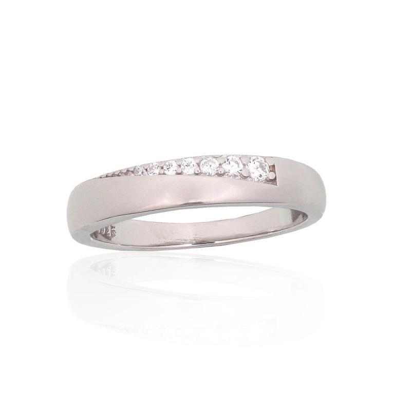 Silver ring, Silver 925°, Rhodium (Plating), Zirkons