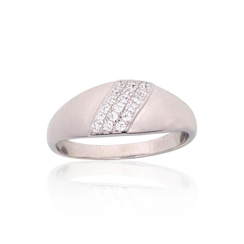 Silver ring, Silver 925°, Rhodium (Plating), Zirkons