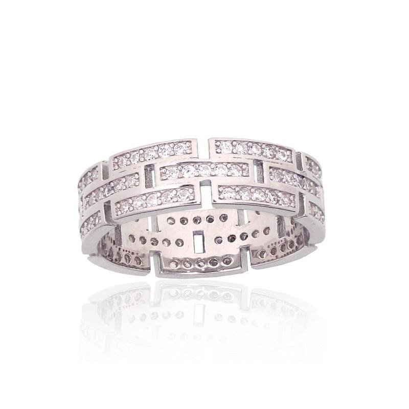 Silver ring, Silver 925°, Rhodium (Plating), Zirkons