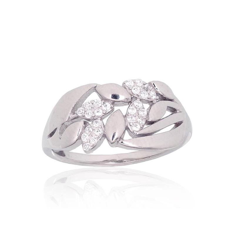 Silver ring, Silver 925°, Rhodium (Plating), Zirkons