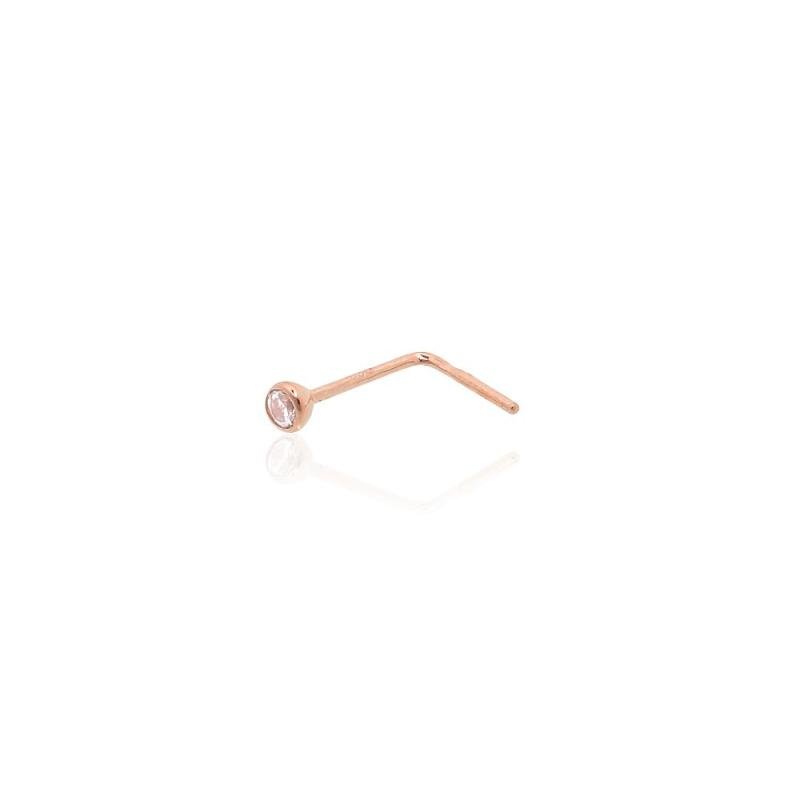 Gold piercing for nose, Red Gold 585°, Zirkons