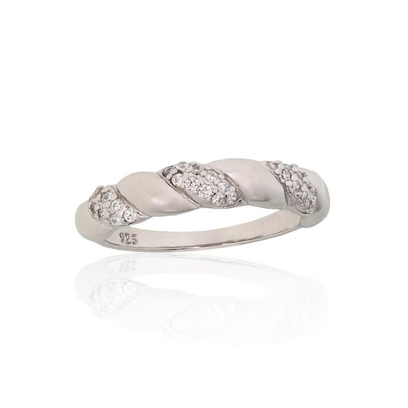 Silver ring, Silver 925°, Rhodium (Plating), Zirkons