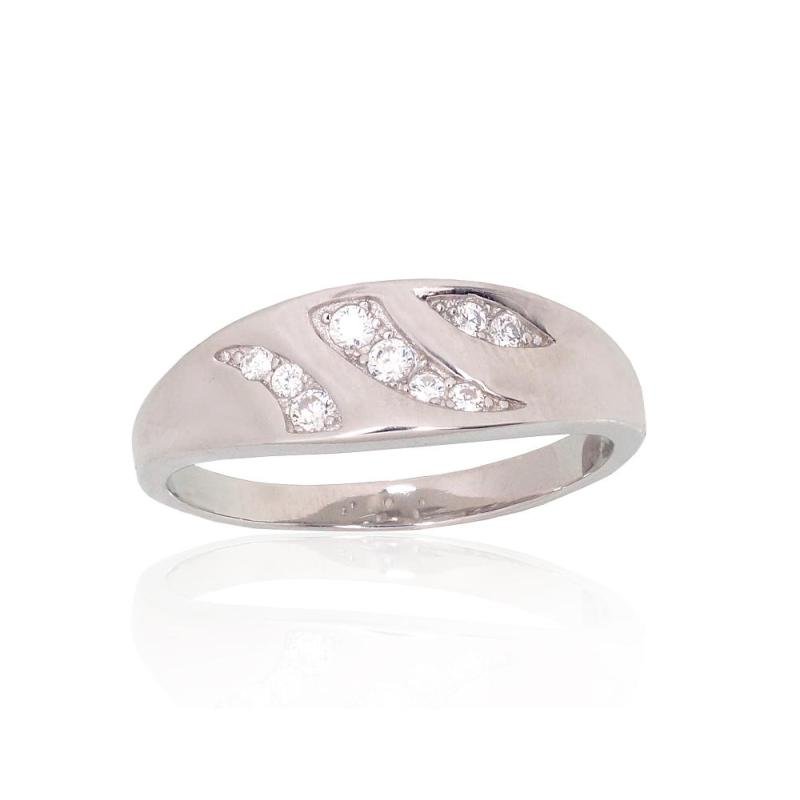Silver ring, Silver 925°, Rhodium (Plating), Zirkons